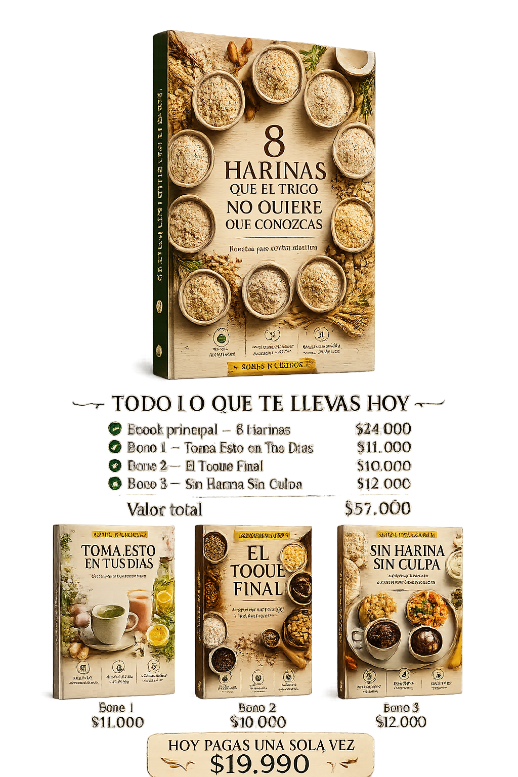 8 Harinas que el Trigo No Quiere que Conozcas | +35 Recetas Saludables y 3 Bonos Exclusivos